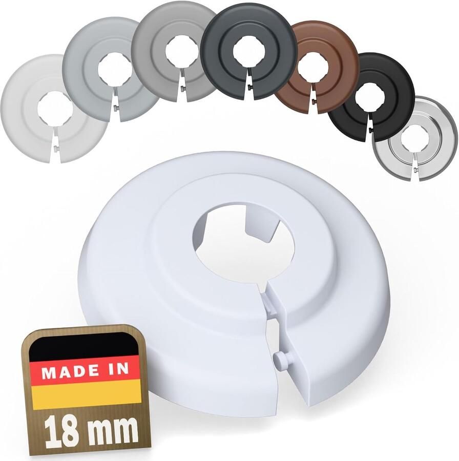 10 stuks radiatorpijpafdekkingen voor buisdiameters (18mm 9016) Verbergt buisdoorvoeren nette afwerking bij de radiator montage zonder gereedschap Kunststof