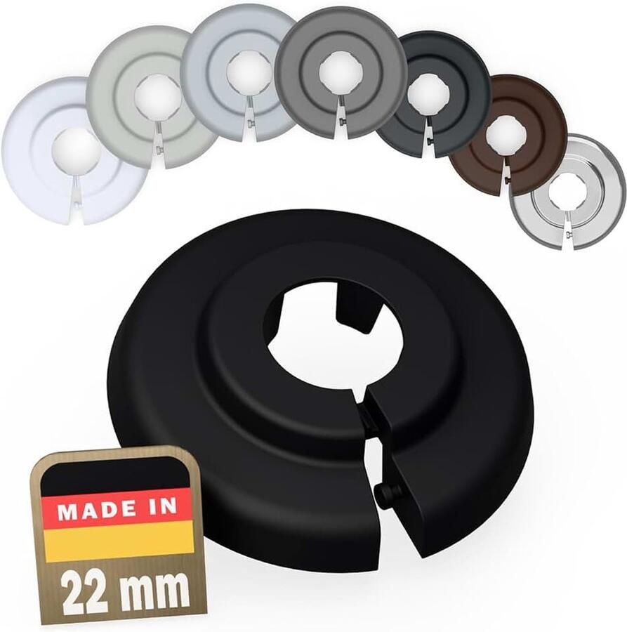 10 stuks radiatorpijpafdekkingen voor buisdiameters (22mm 9005) Verbergt buisdoorvoeren nette afwerking bij de radiator montage zonder gereedschap Kunststof