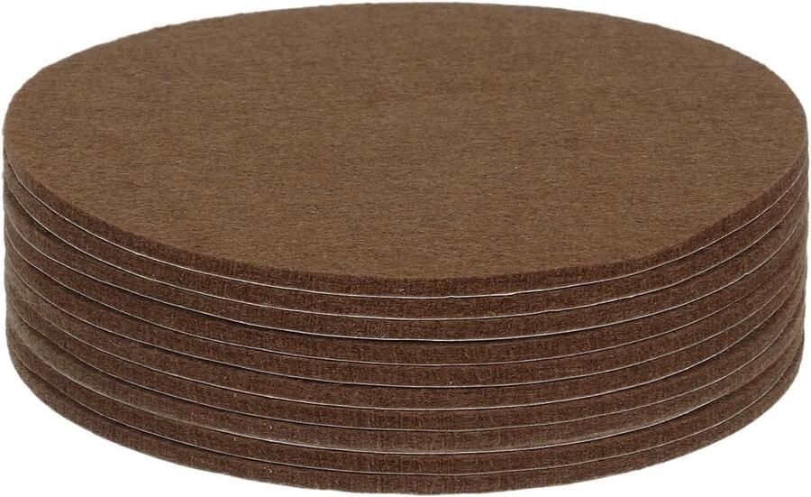 10 stuks viltglijders zelfklevend 115 x 115 x 3 mm (l x b x d) meubelglijders vilt ronde viltglijders antislip pads voor meubels tafel- en stoelbeschermlaag bruin