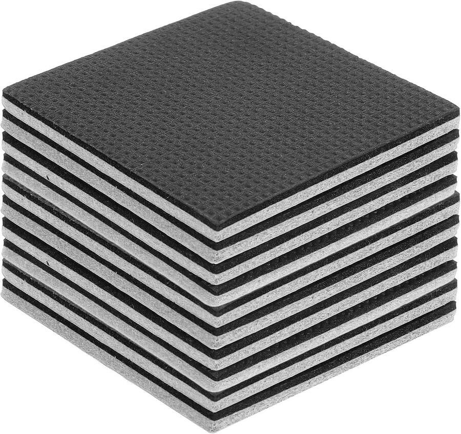 10 stuks viltglijders zelfklevend 70 x 70 x 5 mm (l x b x d) meubelglijders vilt vierkante viltglijders antislip pads voor meubels tafel- en stoelbeschermlaag grijs + zwart