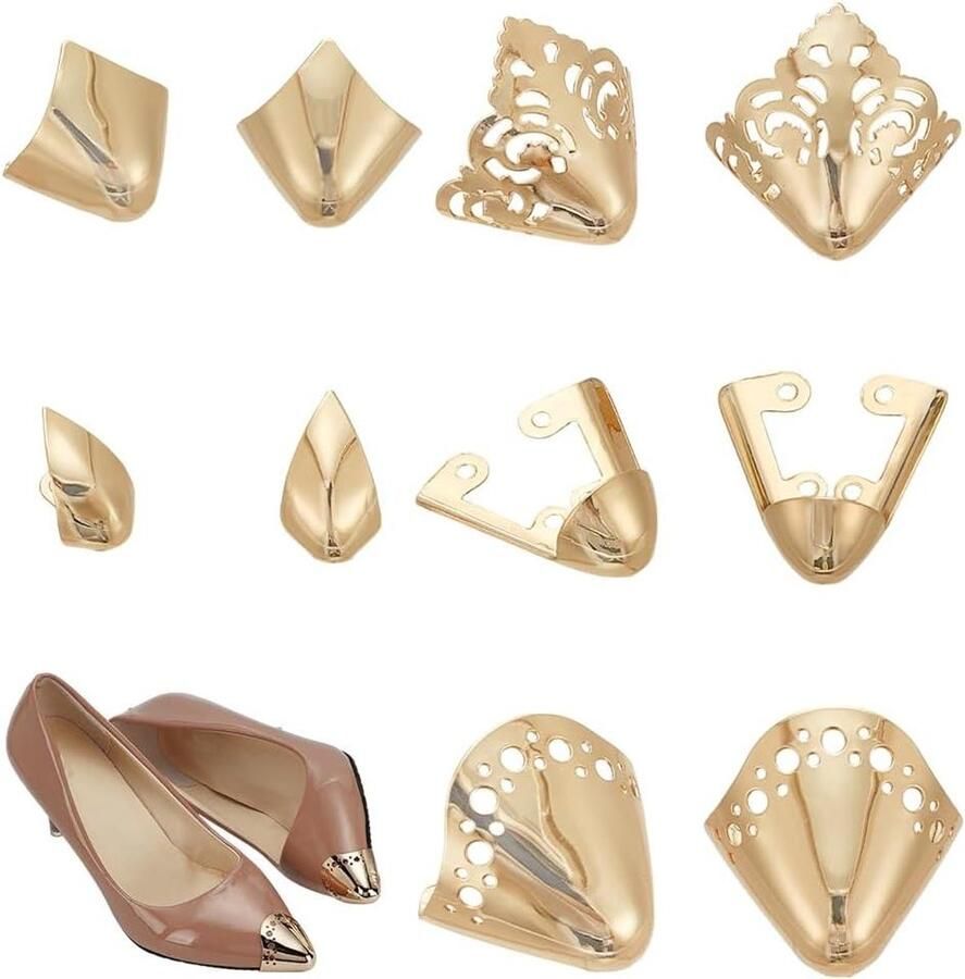 10 Teenbeschermers voor Hoge Hakken Verschillende Stijlen Lichtgoud Puntbescherming IJzer Neusbescherming Hoge Hakken