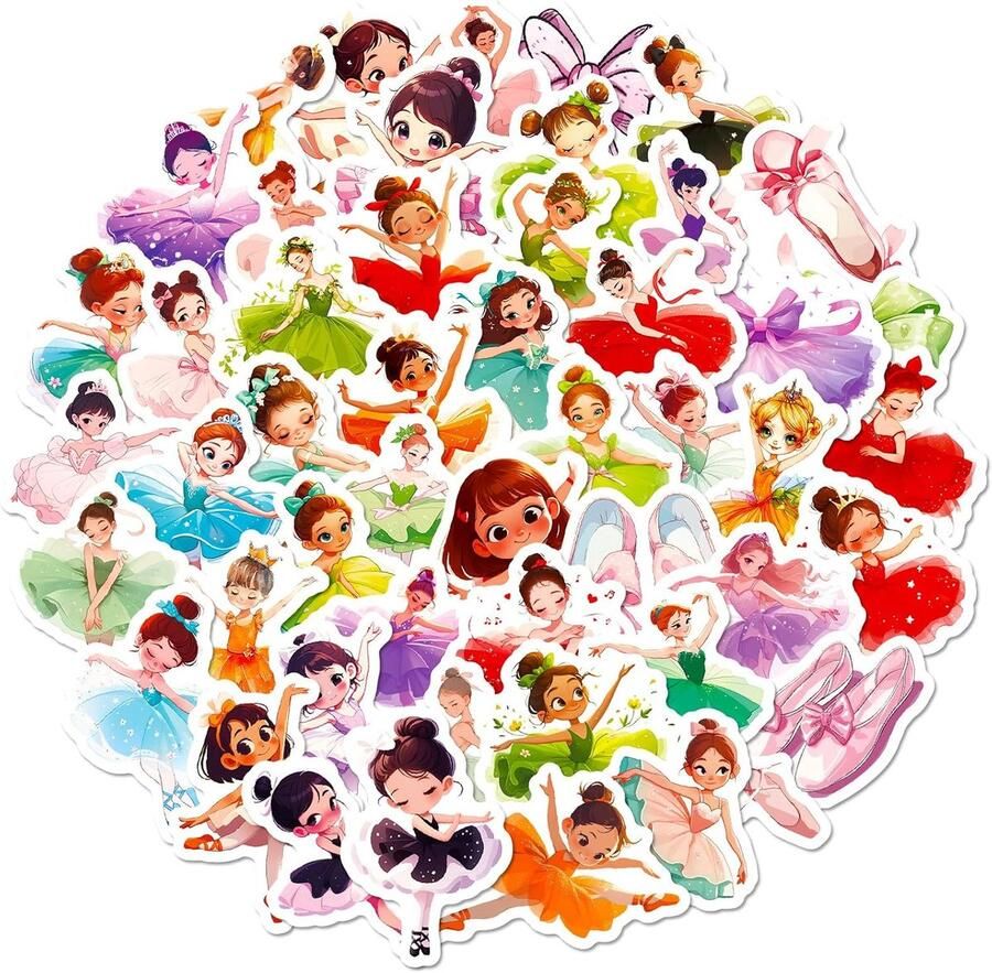 100 Pcs Ballerina Pink Graffiti Stickers Meisjes Slaapkamer Wanddecoratie Kids Cartoon Luggage Laptop Skateboard Waterdichte Stickers Party voor Meisjes