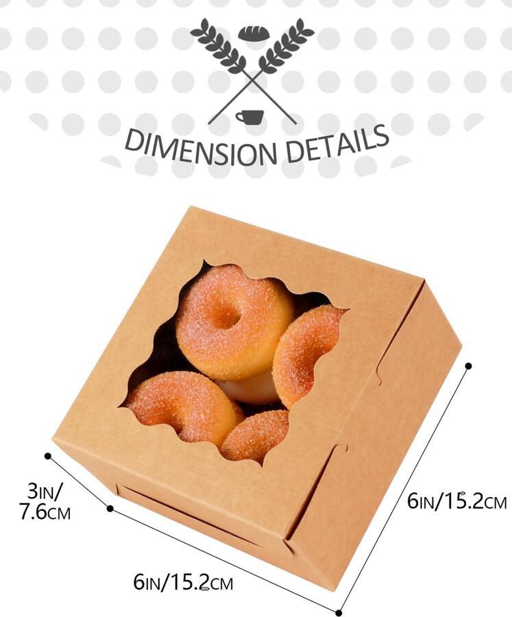 100 stuks bruine bakkersjes met kijkvenster 15 24 x 15 24 x macaron-dozen kleine donut- en gebakdozen voor feestjes mini-koekjesdozen (15 24 x