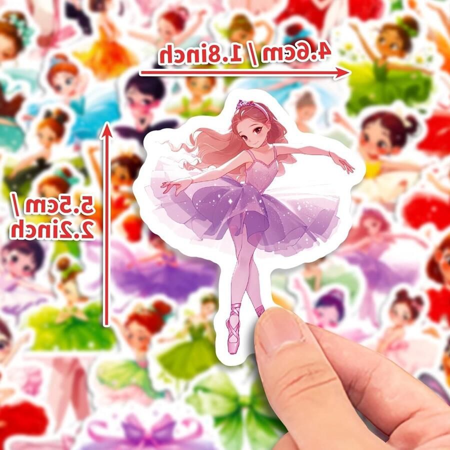 100 Stuks Roze Ballerina Stickers voor Meisjes Schattige Wanddecoratie Kinderkamer Stickers en Bagage Versiering