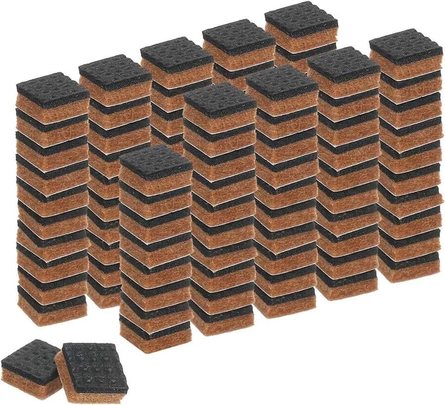 100 stuks viltdoppen zelfklevend 10 x 10 x 5 mm (l x b x d) meubelglijders vilt vierkante viltglijders antislip pads voor meubels tafel- en stoelbeschermlaag bruin + zwart
