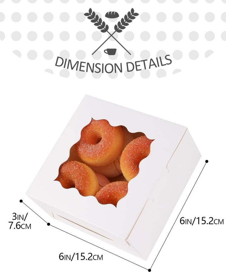 100 stuks witte bakkersdozen met kijkvenster 15 24 x 15 24 x macaron-dozen kleine donut- en gebakdozen voor feestjes mini-koekjesdozen (15 24 x