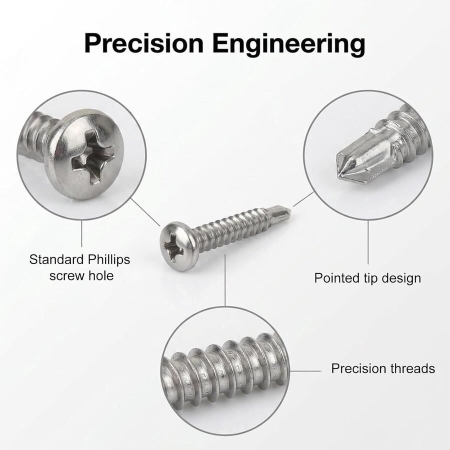 100 stuks zelfborende schroeven roestvrij staal M4 2 x 25 mm zelfborende schroeven metaal schroeven plaatwerk Torx ronde gebogen kop voor bak staal gipsplaat frees metaal aluminium hout