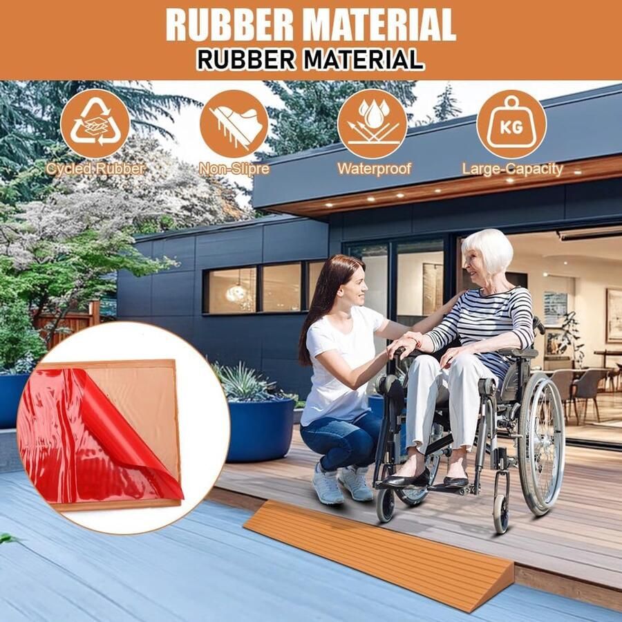 100 x 8 x Rolstoel Ramp PVC Antislip Oppervlak voor Rolstoel Kinderwagen Rollator of Scooter
