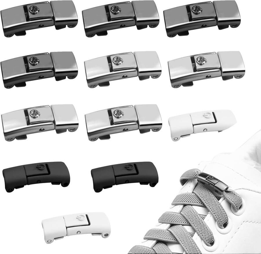 12-delige set snelbinders in 4 kleuren voor volwassenen en kinderen ideaal voor sneakers en casual schoenen