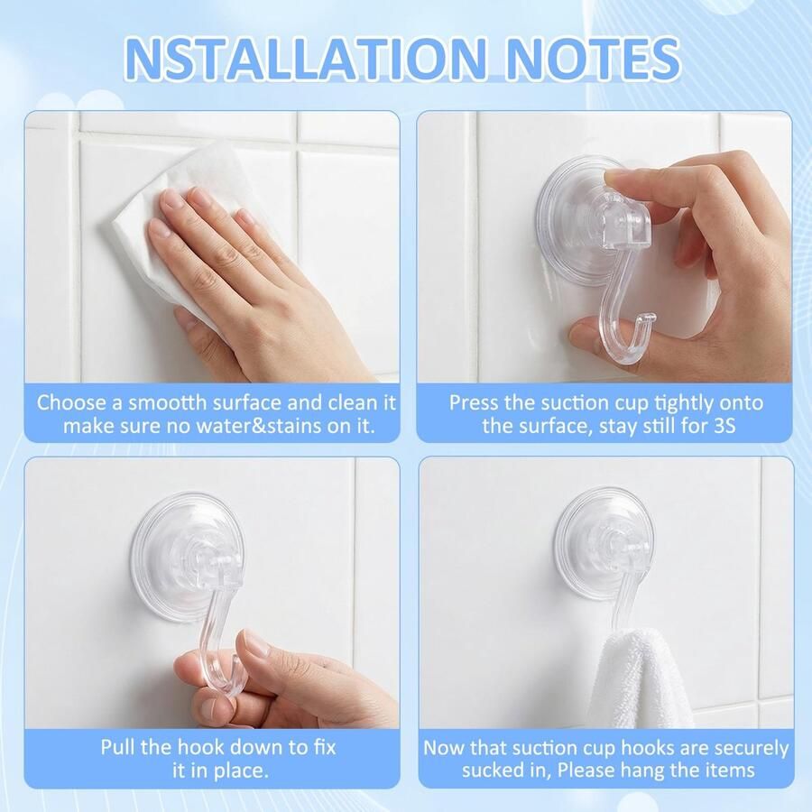 12-delige set zuignaphaken transparant sterke hechting herbruikbare zuignappen afneembare haken voor badkamer douche raam en keuken zonder boren wandhaken organizer