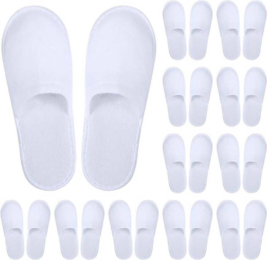 12 paar Gasten Slippers Reis Pantoffels Hotelpantoffels Antislip Eén Maat Wit