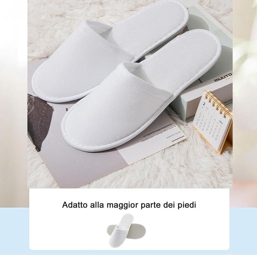 12 paar gastenpantoffels wegwerpset uniseks voor hotel thuis reizen badkamer badstof voor gasten in hotel en spa