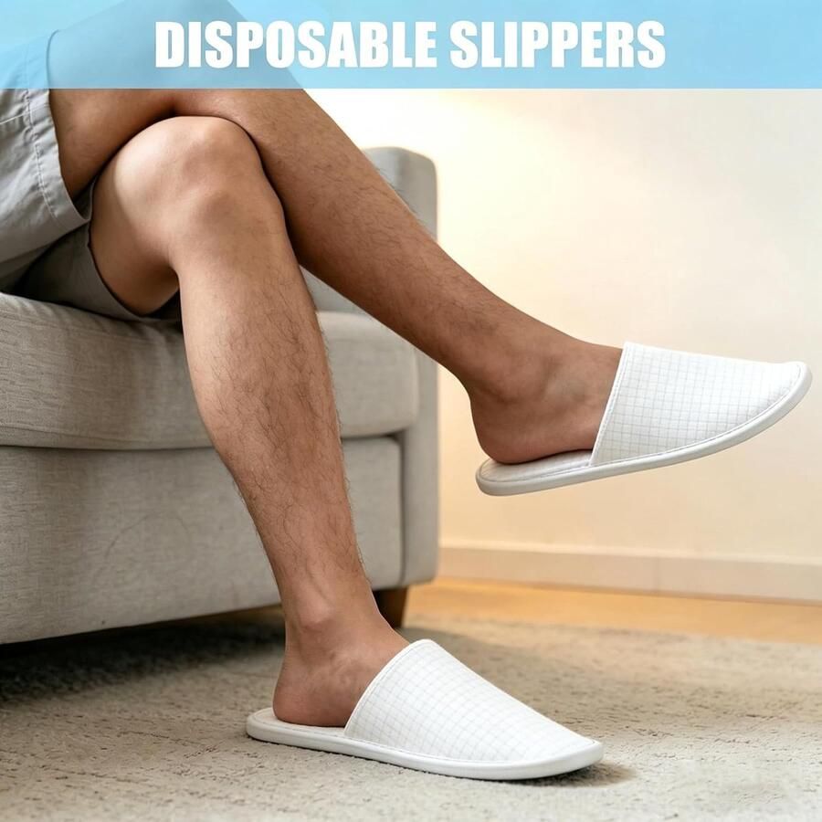 12 paar hotelslippers gastenslippers set pantoffels voor gasten hotelpantoffels universele maat voor en wasbaar antislip voor reizen hotel spa thuis gasten - Foto 2