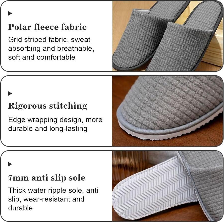 12 paar hotelslippers spa-pantoffels gastenpantoffels 7 mm badslippers voor binnen en buiten voor thuis slaapkamer hotel