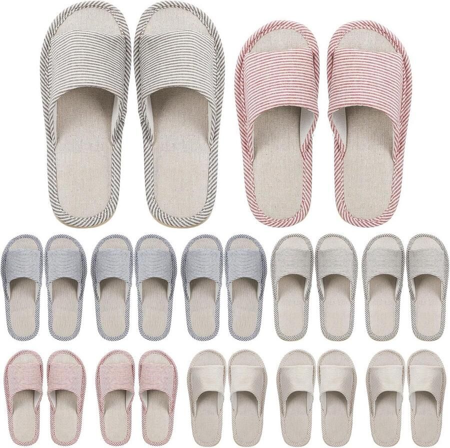 12 Paar Wegwerp Slippers Open Teen Antislip & Comfortabel voor Gasten Hotel Spa en Thuisgebruik