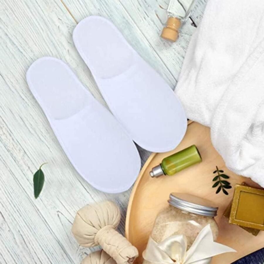 12 Paar Wegwerpslippers voor Spa Open Teen en Gesloten Teen Antislip Ideaal voor Hotel Thuis en Reizen Unisex One Size Comfortabel en Hygiënisch