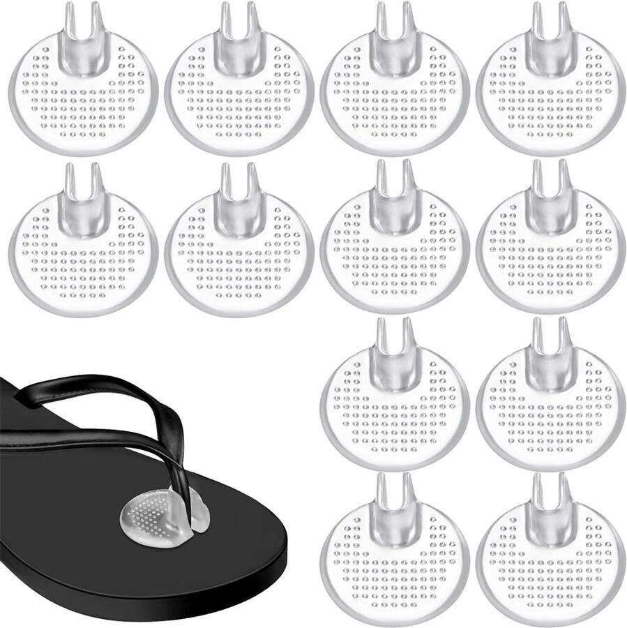 12 Pieces Flip Flops en Sandalen Pad Bescherming Non-Slip Silicone Sandalen Teen Beschermingspad voor Flip Flops Siliconen Non-Slip Inleggen om Pijn en Blaren te Voorkomen