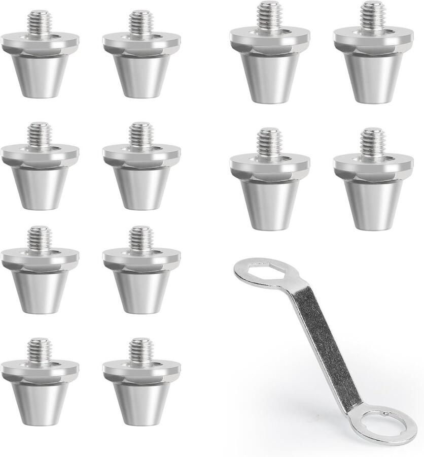 12 Stuks Aluminium Schoenstiften voor Voetbalschoenen met Vervangende Caps en Stud Wrench Ideaal voor Sport en Training