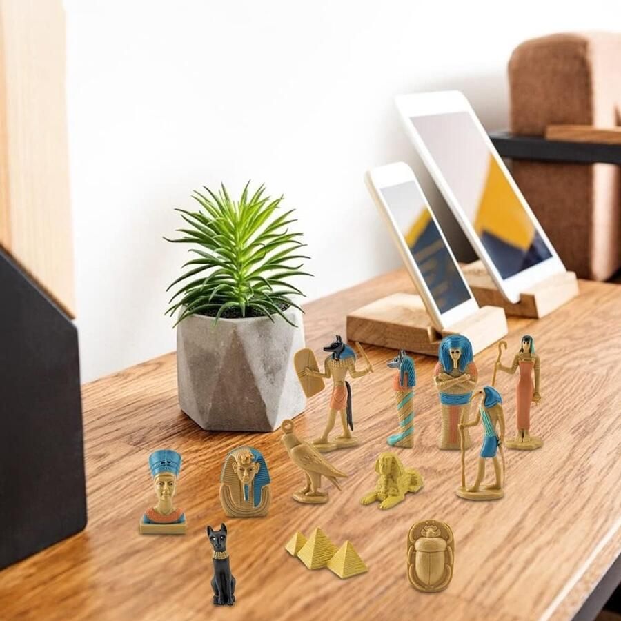 12 Stuks Beeldjes Set PVC Standbeeld Oude Egypte Egyptische God Godin Beeldjes Set Miniatuur Standbeelden Set Party Decoraties (BL-1136 Oude Egypte)