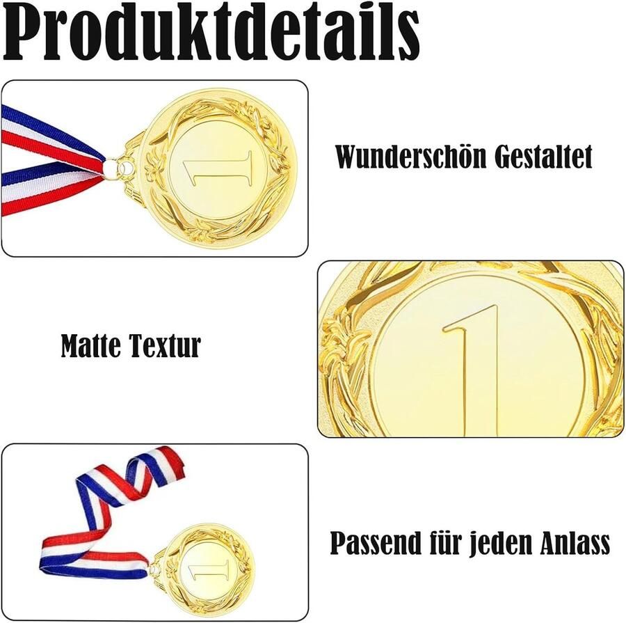 12 stuks beloningsmedaille gouden medaille zilveren medaille bronzen medaille met nekbanden voor wedstrijden sport olympische stijl diameter ca