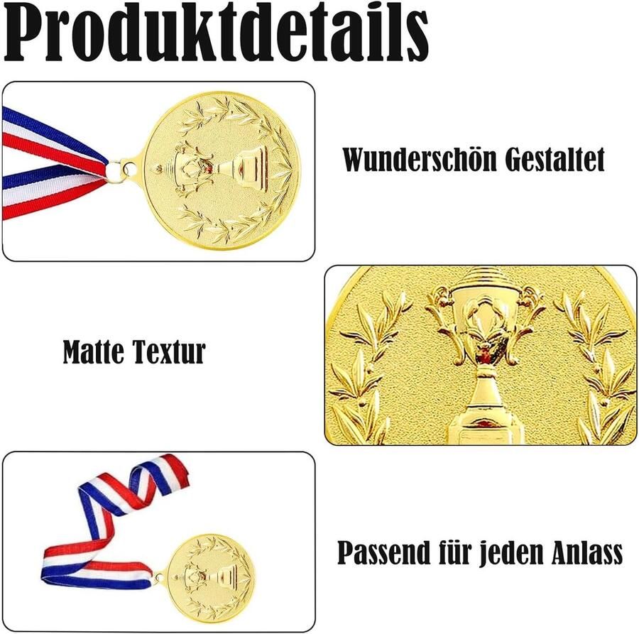 12 stuks beloningsmedaille gouden medaille zilveren medaille bronzen medaille met nekbanden voor sport wedstrijden Olympische stijl diameter ca