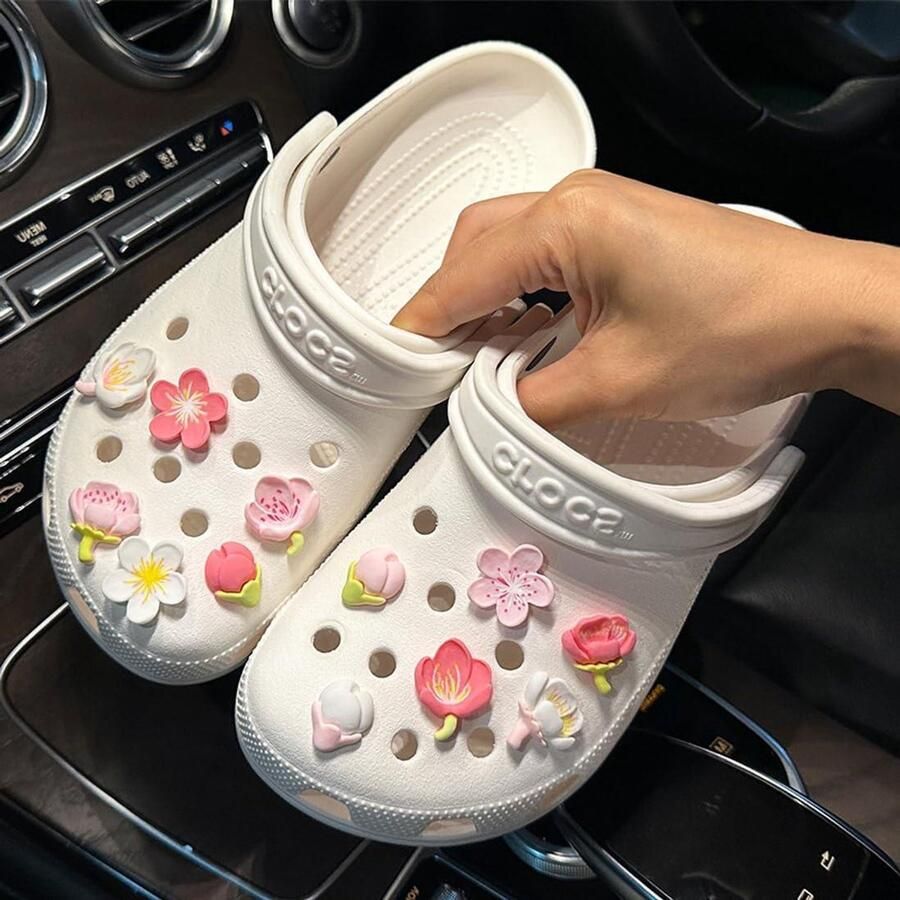 12 stuks decoratieve bloemen buttons voor schoenen en sandalen Sakura rozen harsaccessoires DIY decoratieve schoengesp zomerse schoenaccessoires