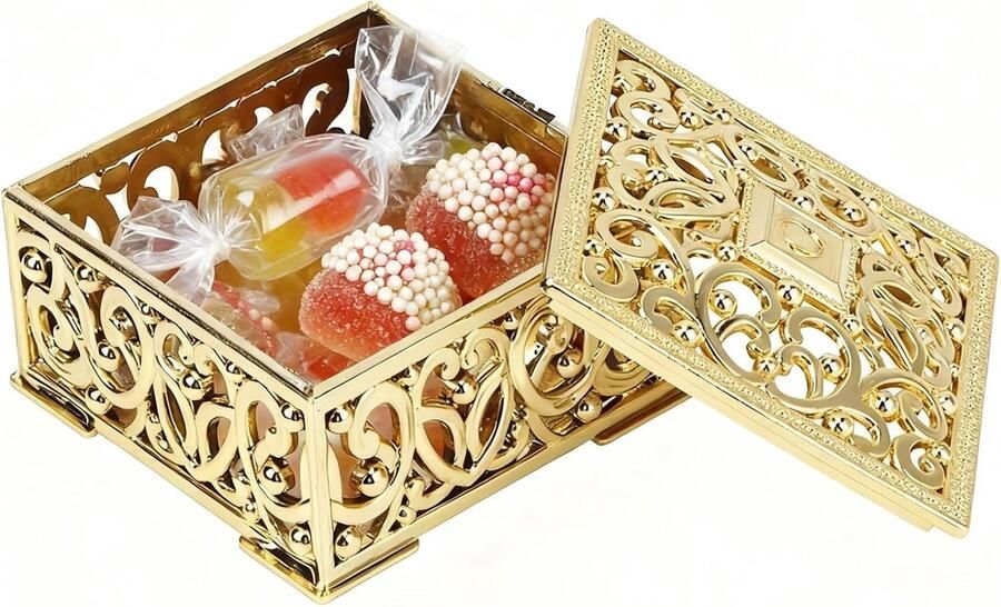12 Stuks Dozen Snoep Bruiloft Gunst Dozen Plastic Snoep Opbergdozen voor Bruiloft Verjaardagsfeestje Snoep Cookies Behandelen Doos voor Kerst!(Goud)