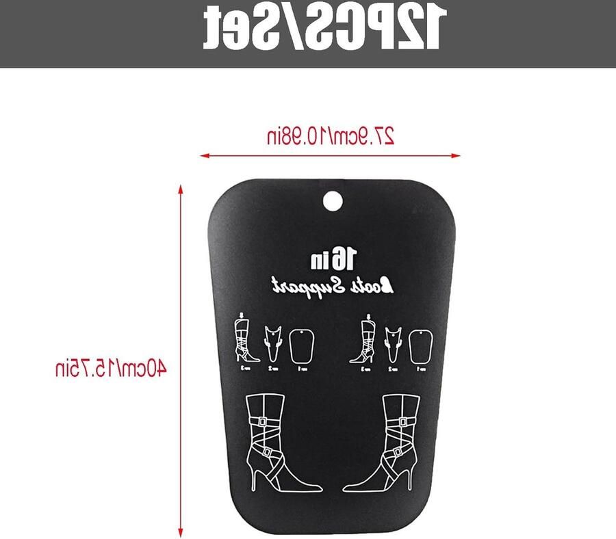 12 Stuks Hoge Laarsvormers voor Ondersteuning en Vormbehoud Ideaal voor Lange en Korte Laarzen Boot Stretcher en Tensioners voor en Zwart