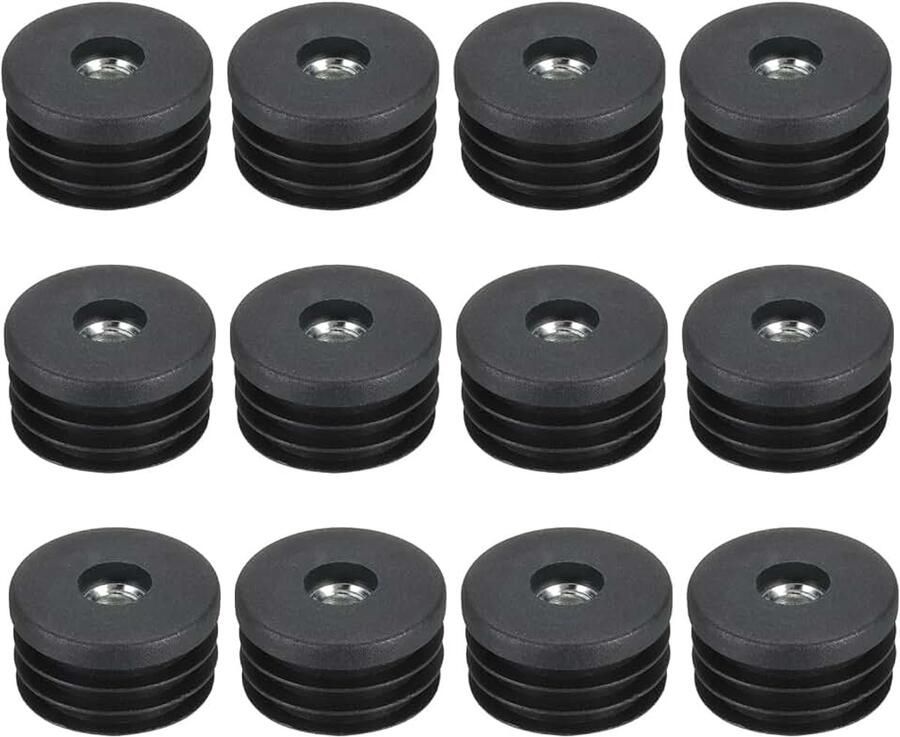 12 stuks inzetstukken en stoeldoppen voor ronde buizen 30 mm OD ronde dopen zwart kunststof inzetstukken voor wielen en meubelpoten