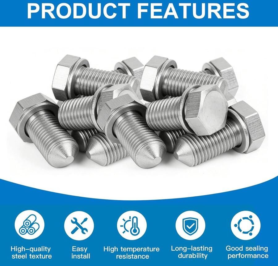 12 stuks olieaftapplug met afdichtring M14 × 1 5 olieaftapplug olie aftappen schroef voor auto oliepan compatibel met VW Audi SEAT Skoda vervangstukken voor auto's N90813202 N90813203