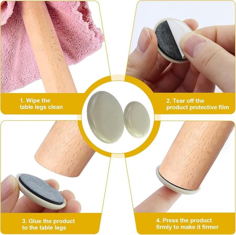 12 stuks PTFE zelfklevende meubelschuivers meubelpads bewegende pads voor het verplaatsen van zware meubels (rond 35 mm 50 mm)