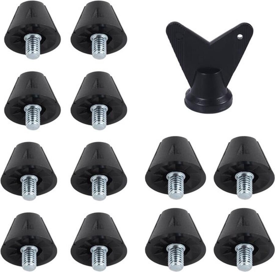 12 stuks schroefbare noppen voor voetbalschoenen vervangingsnoppen 13 mm en 16 mm met nagelverwijderaar rugby voetbal spikes schroef-in kunststof ijzer voor buitentraining