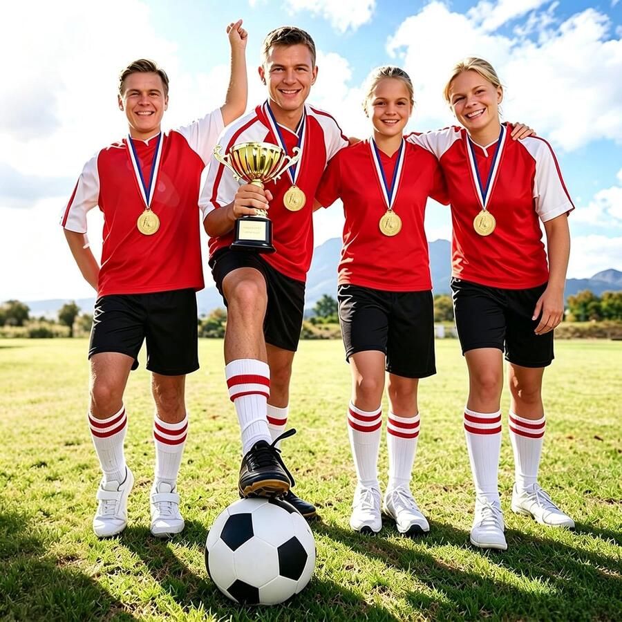 12 stuks voetbal medaille (2 inch) gouden sportmedaille met lint voor hals voor sportfeesten en voetbalwedstrijden
