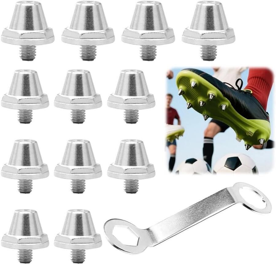 12 stuks voetbalschoenen noppen zilver vervangende spikes stabiele antislip M5-schroefdraadschroef voetbalschoennoppen voor heren wedstrijden sportaccessoires