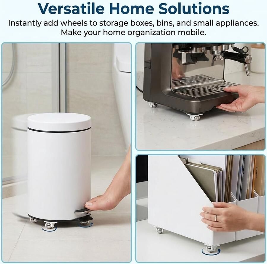 12 stuks zelfklevende mini-wielen 360 graden kogelwielen voor meubels kleine meubelwielen wielen voor keukenapparaten appliance slider kogelwielen voor meubels wielen klein meubelwielen plat - Foto 2