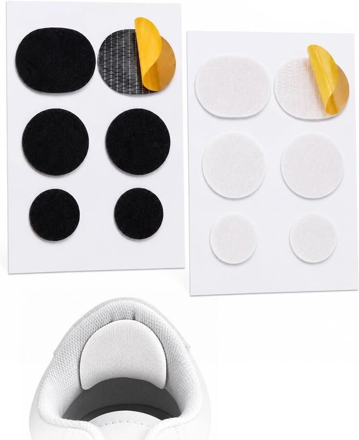 12 Zelfklevende Reparatiepatches voor Hielbescherming Ronde Schoenpatches Duurzame Stof en Sportbevestiging Wit