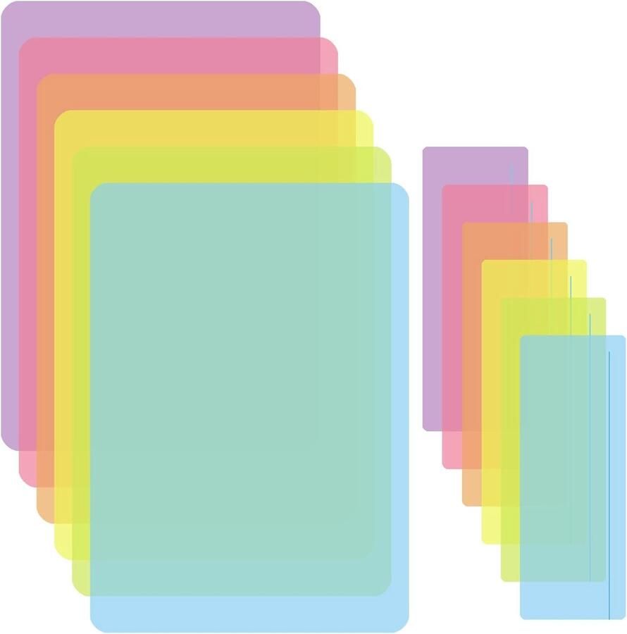 12pcs Kleurrijke Overlays voor Dyslexie 6 Pack A4 Overlays met 6 Leeslinialen Kleuren Hulpstukken voor Lezen Beginner Dyslexie ADHD Irlens Syndroom Verminder Visuele Stress