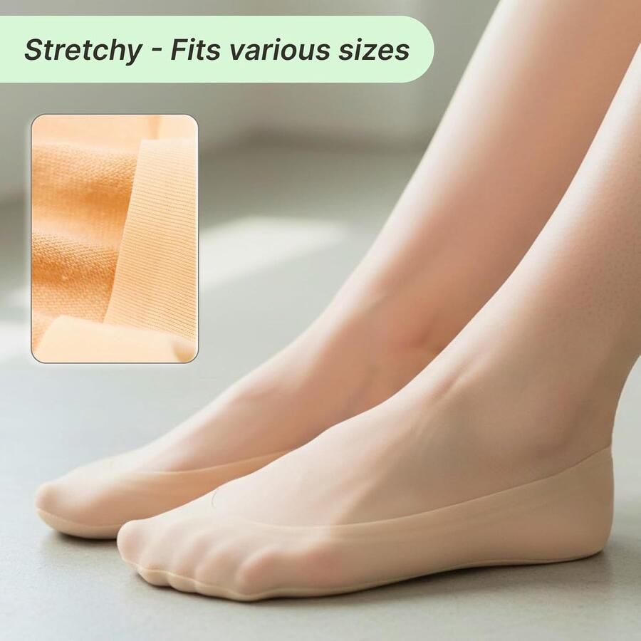 12pcs Sneakersokken sportsokken en onzichtbare voetsokjes ade d katoen antislip met siliconen Low-Cut onzichtbaar voor dagelijks vrijetijd sport 6 paar beige