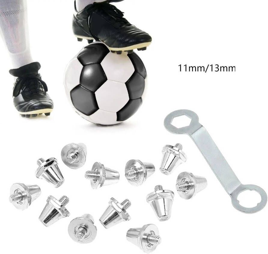 12stuks Voetbalnoppen voetbalschoenen 8stuks11mm en 4stuks 13mm Unisex Reservenoppen met noppensleutel 2 maten reservenoppen voor voetbalschoenen voetbal schroefpinnen voetbal