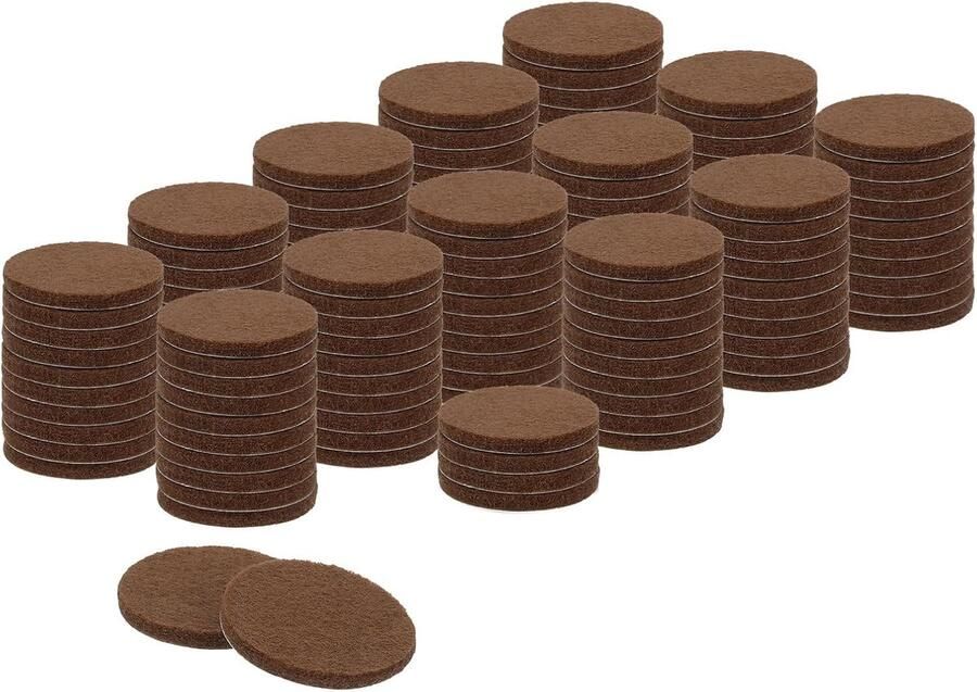 136 stuks viltglijders zelfklevend 25 x 25 x 3 mm (l x b x d) meubelglijders vilt ronde viltglijders antislip pads voor meubels tafel- en stoelbeschermlaag bruin