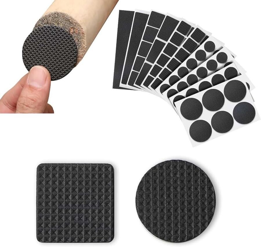 141 stuks zelfklevend 8 maten meubels viltglijders 4 mm dik antislip ronde en rechthoekige antislipstickers voor tafel stoel bed kast banken