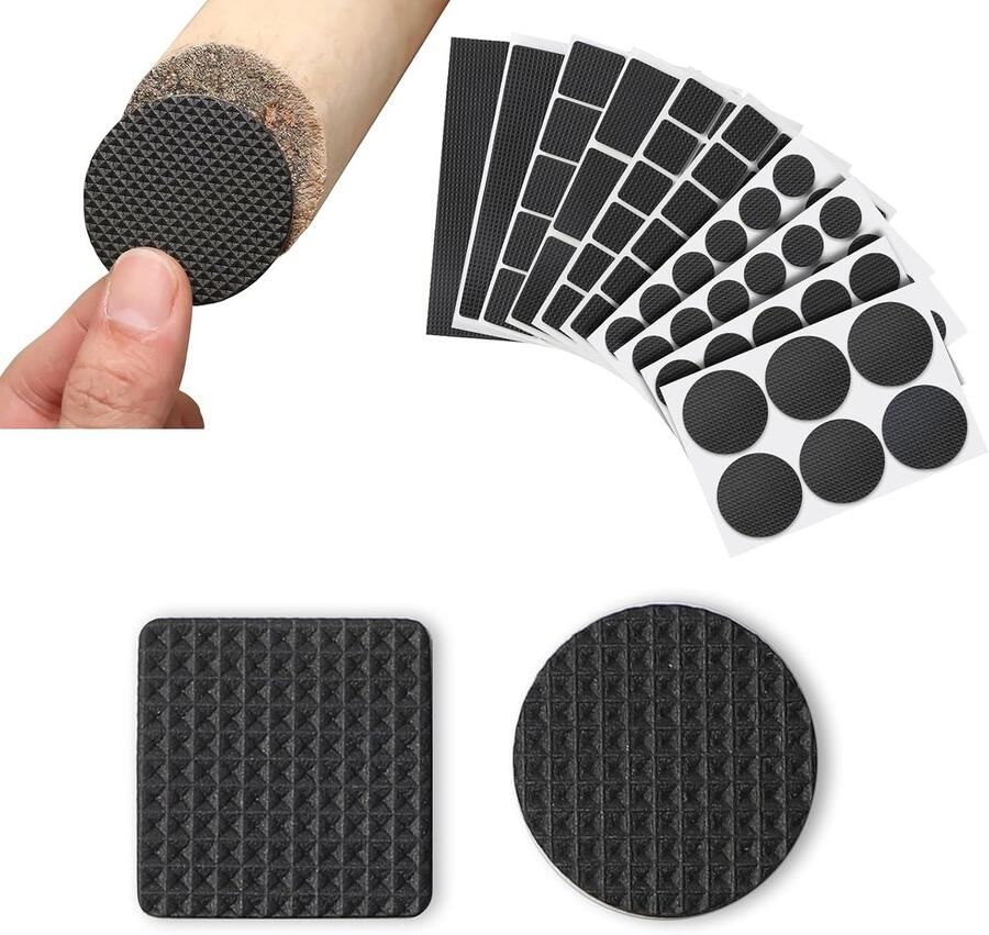 141 stuks zelfklevend 8 maten meubels viltglijders 4 mm dik antislip ronde en rechthoekige antislipstickers voor tafel stoel bed kast banken