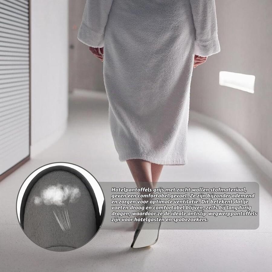 15 Paar Grijze Hotel Slippers Antislip Wegwerp Comfortabele en Ade de Slippers voor Gasten en Spa Unisex
