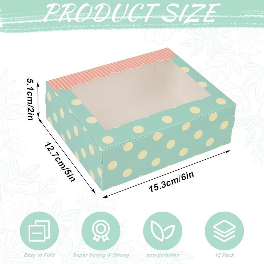 15 stuks koekjesdozen met venster 15 3 x 12 7 x kleine taartdozen geschenkdoos koekjes muffin snoep cake bonbons voor bruiloft gunst verjaardag en feest