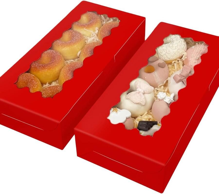 15 stuks rode koekjesdoos met venster 30 48 x 13 97 x twee toepassingen voor gebak en koekjes bakkerijdoos voor verpakking (12 x 5 x 2 5 inch)