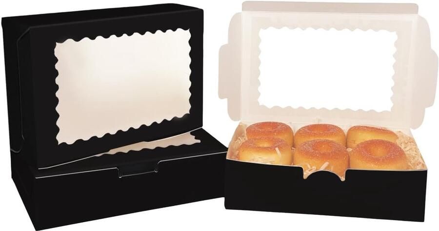 15 stuks zwarte bakjes voor gebak met raampje 22 86 x 15 24 x bakje voor gebak pasta bakvorm (22 86 x 2 5 inch)