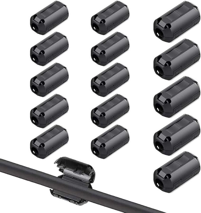 15 stuks zwarte ferrietringkern kabelclip ruisonderdrukking RFI EMI anti-interferentie hoogfrequent filter (3 5 mm 5 mm 7 mm binnendiameter)