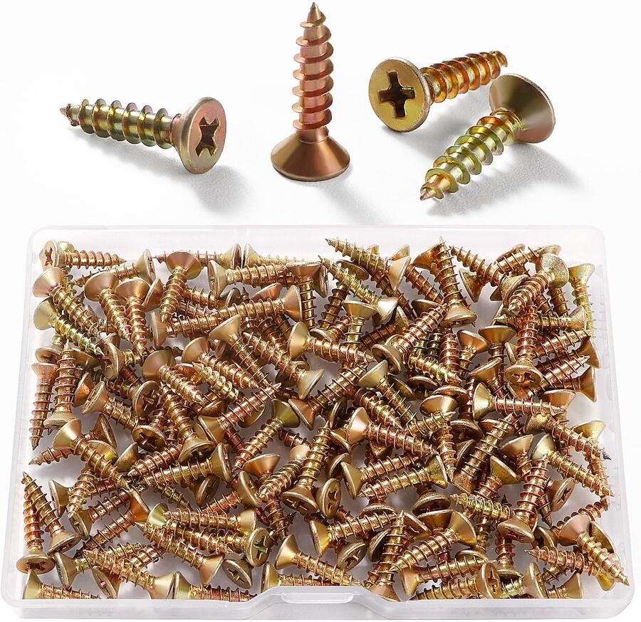 150 Stuks M3.5 * 16 mm Gipsplaatschroeven met Grove Schroefdraad Kruiskopschroeven Zelftappende Houtschroeven voor Gipsplaat Geel