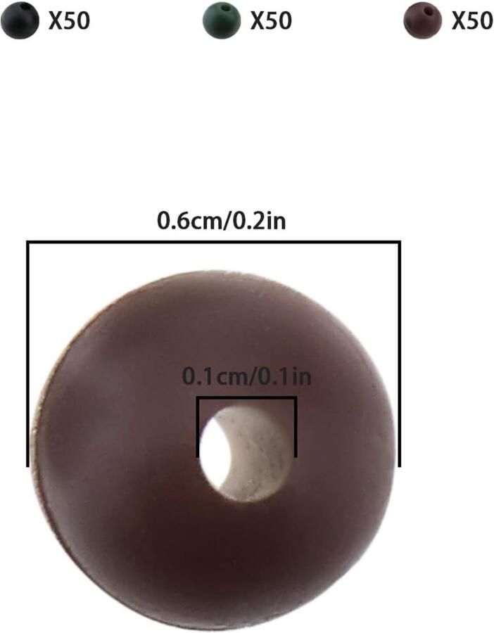 150 stuks PE Shock Kralen 6mm 8mm Karper Visserij Rig Buffer Kralen ter Bescherming van het Hoofd van de Staaf en de Boei Visgerei (Zwart Groen Bruin)