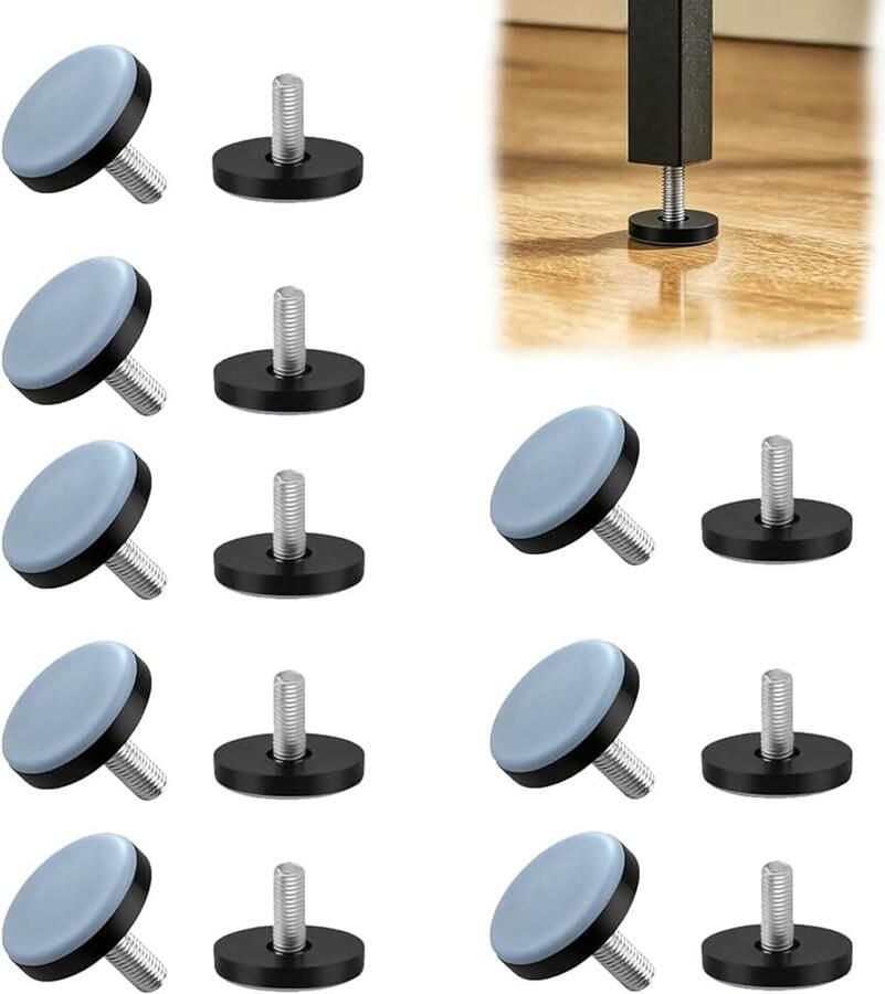 16 Stuks M6 Schroefdraad Teflon Glijders 25 Mm Zorgt voor Geruisloos Schuiven van Meubels Gemaakt van Roestvrij Staal Geschikt voor Stoelen Tafels Enz